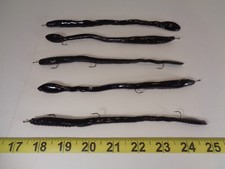 Lot of 5 Vintage Yakima Bait Company Charley's 8" Fishing Worm Snagless Black GS
