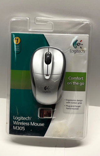 Logitech M305 Wireless Optical Mouse w/ Receiver Silver NEW SEALED - Picture 1 of 2
