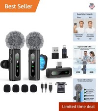USB C Wireless Lavalier Microphone with Active Noise Cancellation Perfect f...