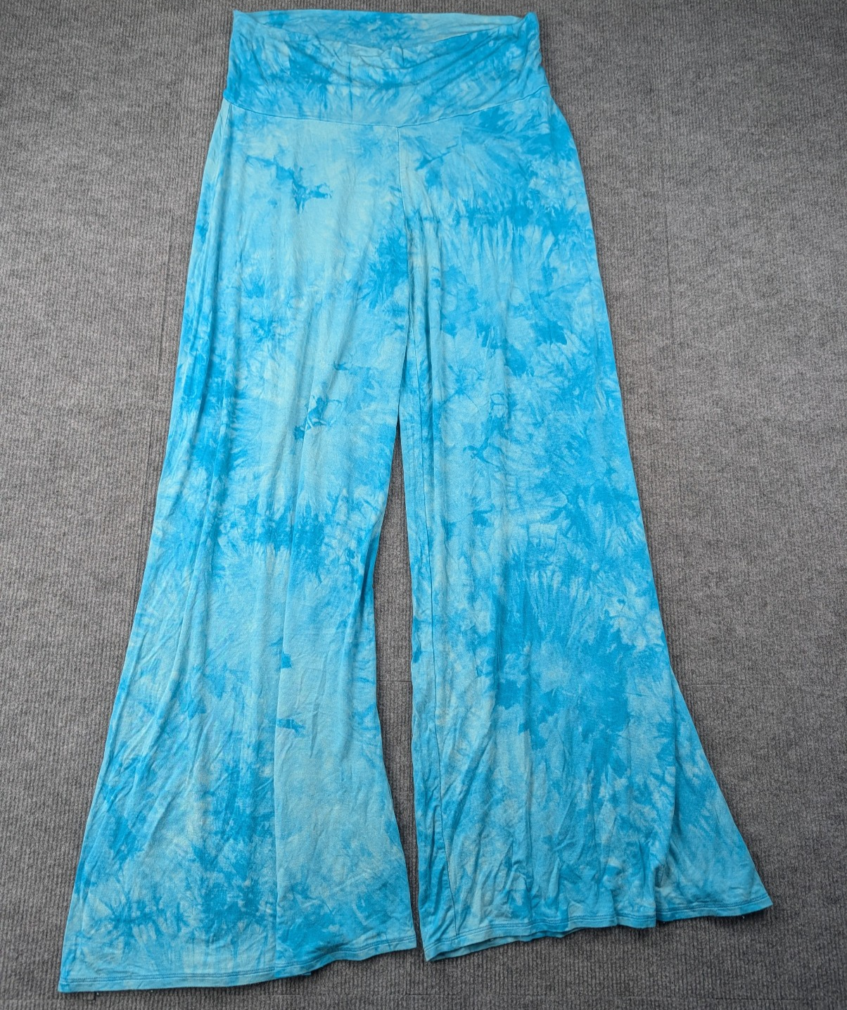 Made By Johnny Pants Womens XXL Pull On Blue Tie Dye Slinky Coastal Lounge