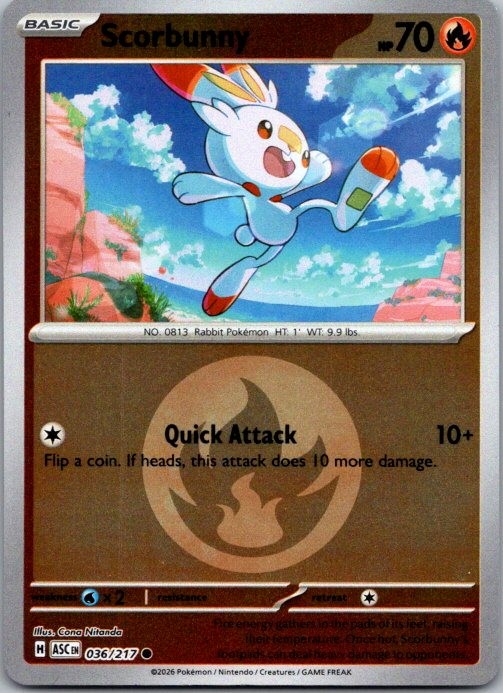 Scorbunny - (Energy Symbol Pattern) ME: Ascended Heroes 036/217 NM Reverse Holo