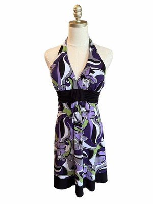 Speechless Y2K Womens Funky Floral Halter Dress Size M Fairy Whimsigoth Retro