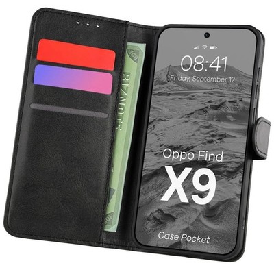 Handyhülle mit Klappe für Oppo Find X9 Bizon Case Flip Cover Schutzhülle Schwarz