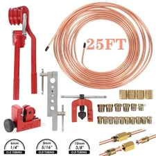 Brake Line Pipe Repair 20 Nuts Fittings Kit 3/16 25ft Copper Pipe Flaring Tools