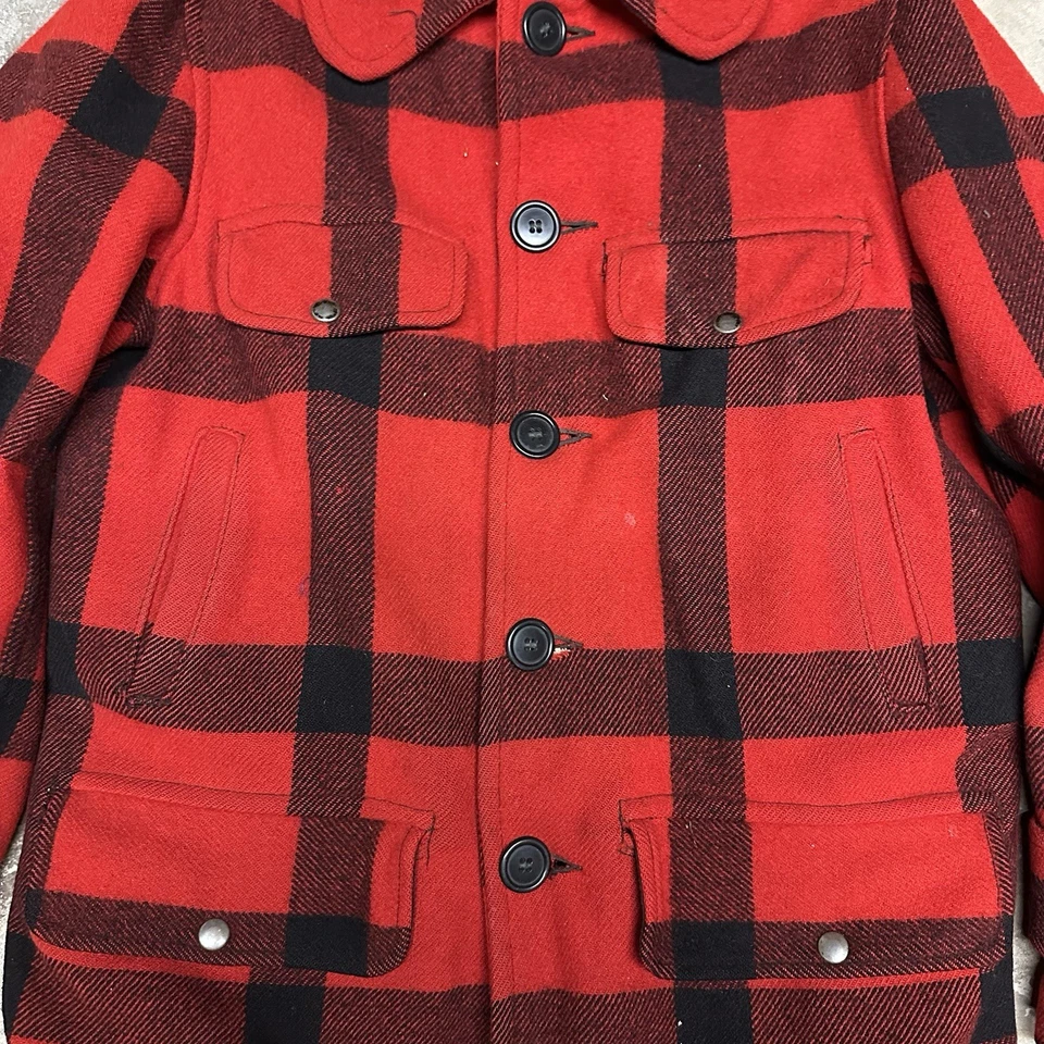 Vintage Carter's Wool Hunting Suit Red Buffalo Plaid Jacket Pants Set 1940-50's - Image 4 of 4