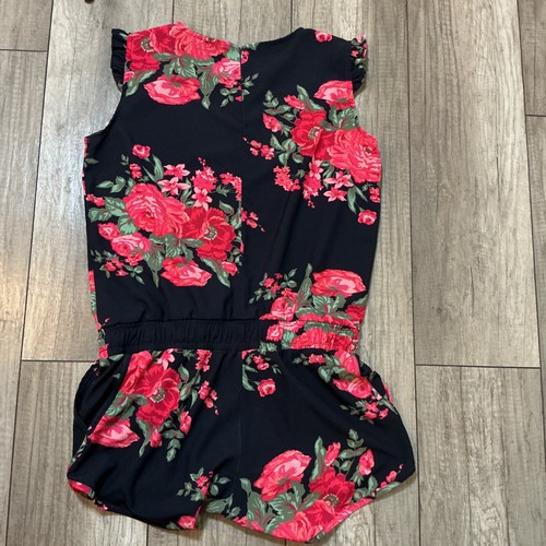 Mameluco informal Albion para mujer M negro rojo floral sin mangas con cordón - Imagen 5 de 5