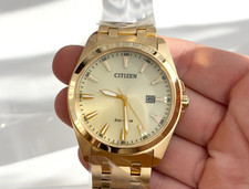 NEW Citizen Eco Drive Men's Peyten Champagne Dial Gold Band Watch BM752-54P 41mm