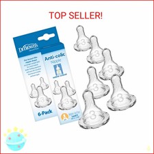 Dr. Brown's Natural Flow Level 3 Narrow Baby Bottle Nipple, Medium-Fast Flow, 6m