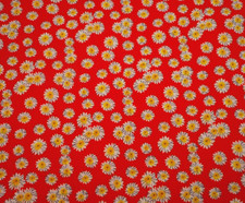 Cotton Fabric By The Yard CLEARANCE White Yellow Gray Floral on Orange B C