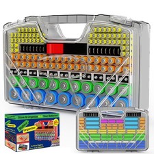 Battery Organizer Storage Holder Box Case with Tester, New Ultra-Large Grey