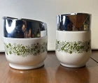 Vintage Gemco Sugar & Creamer Set Green Flowers Crazy Daisy Milk Glass 1970's