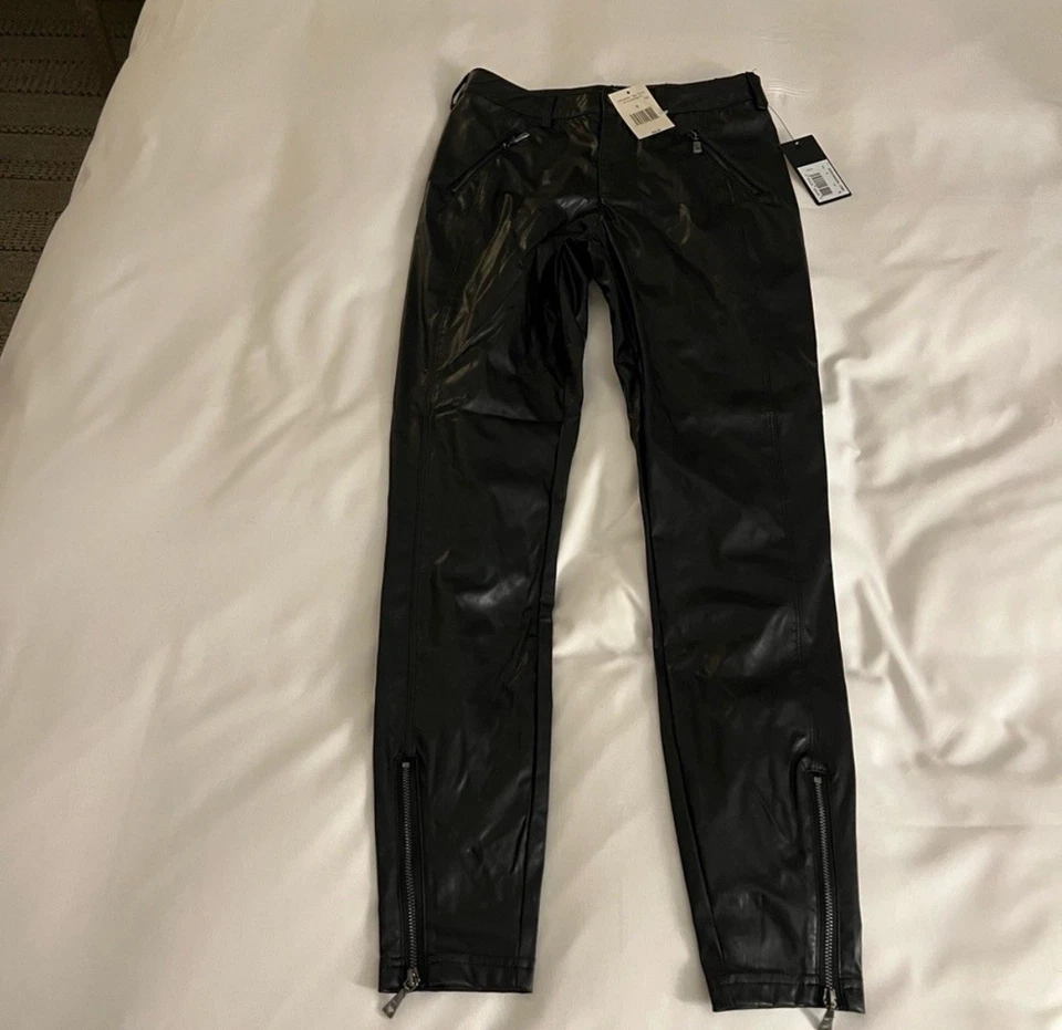 Pantalones ajustados para mujer GUESS Soto PU negros de imitación de cuero talla 0 nuevos con etiquetas Foto 3 de 4