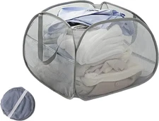 Collapsible Laundry Basket 90L, Foldable Mesh Pop-up Laundry Hamper with Handles