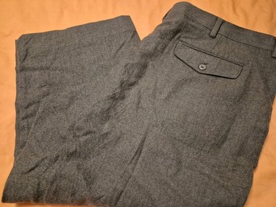 LL BEAN CLASSIC FIT WOOL PANT MED BROWN 44 WAIST 22  INSEAM HEMMED