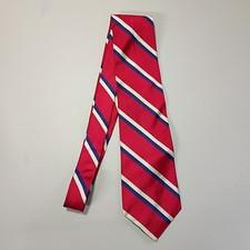 Polo Ralph Lauren Necktie Mens Navy White Red Striped 100 Silk Tie Made In USA