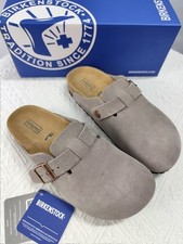 Birkenstock Boston Taupe Suede Leather Soft Footbed Clog Shoes No Box EU Size 40