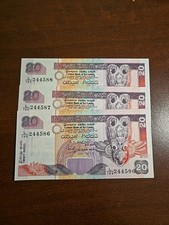 2001 Sri Lanka 20 Rupees Banknote UNC P109 Lot 3x Sequential