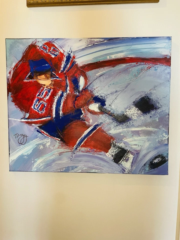 Original Acrylic Painting Suggesting A Dream Mario LEMIEUX 66 Playing In Montrea - Изображение 3 из 4