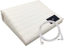 10 Conductive Silver Fiber Organic Cotton Grounding Sheet Queen with 15Ft Cable