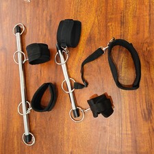 Bondage US Metal Open Leg Bar Set Wrist Handcuffs Ankle Cuff Collar Restraints