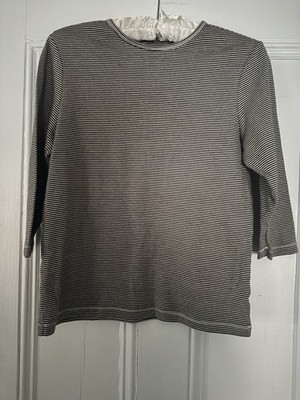 L.L. Bean Shirt Size Small Brown, White Thin Stripe Nautical 100% Cotton