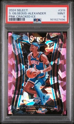 2024 PANINI SELECT PINK CRACKED ICE #319 SHAI GILGEOUS-ALEXANDER 82/99 PSA 9