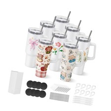 Uimoso Stainless Steel Sublimation Tumblers with Handles, 8-Pack, 40 oz
