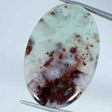 24.90Cts RARE Natural Aqua Chalcedony Oval Cabochon Gemstone 22X33X4MM