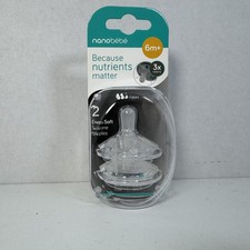 2-Pack NANOBEBE 6m Extra Soft Clear Silicone Nipples Fast Flow