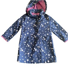 Gap Kids Button Up Tia Jacket Blue White Dots Removable Hood Girls Small