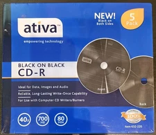 Ativa Black on Black CD-R 5 pack