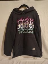 Adidas Print Black Hoodie Girls Size Small 7/8 