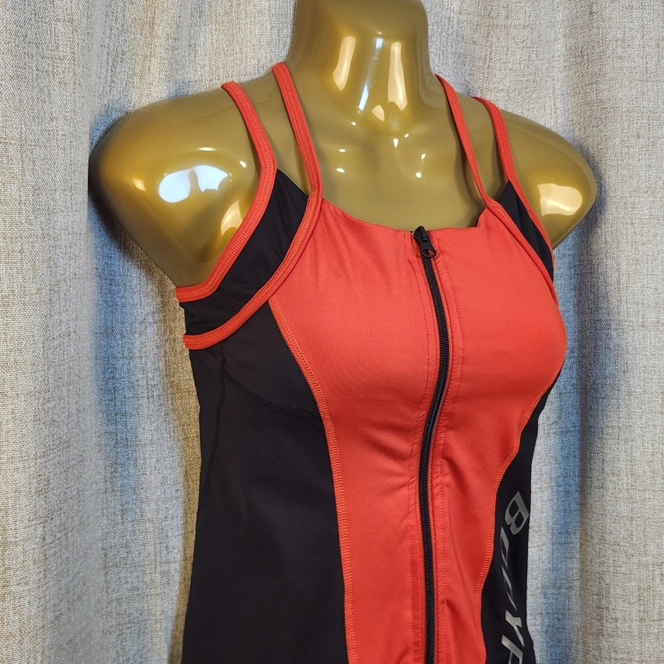 Les Mills Body Pump Tank Women's S Black/Red Built-in Bra Full Zip Body Building - Image 2 of 4