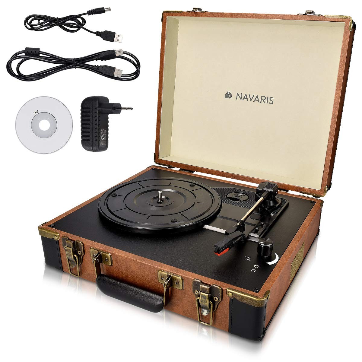 Giradischi Vintage a Valigetta 3 Velocità: Vinile, RCA e USB MP3