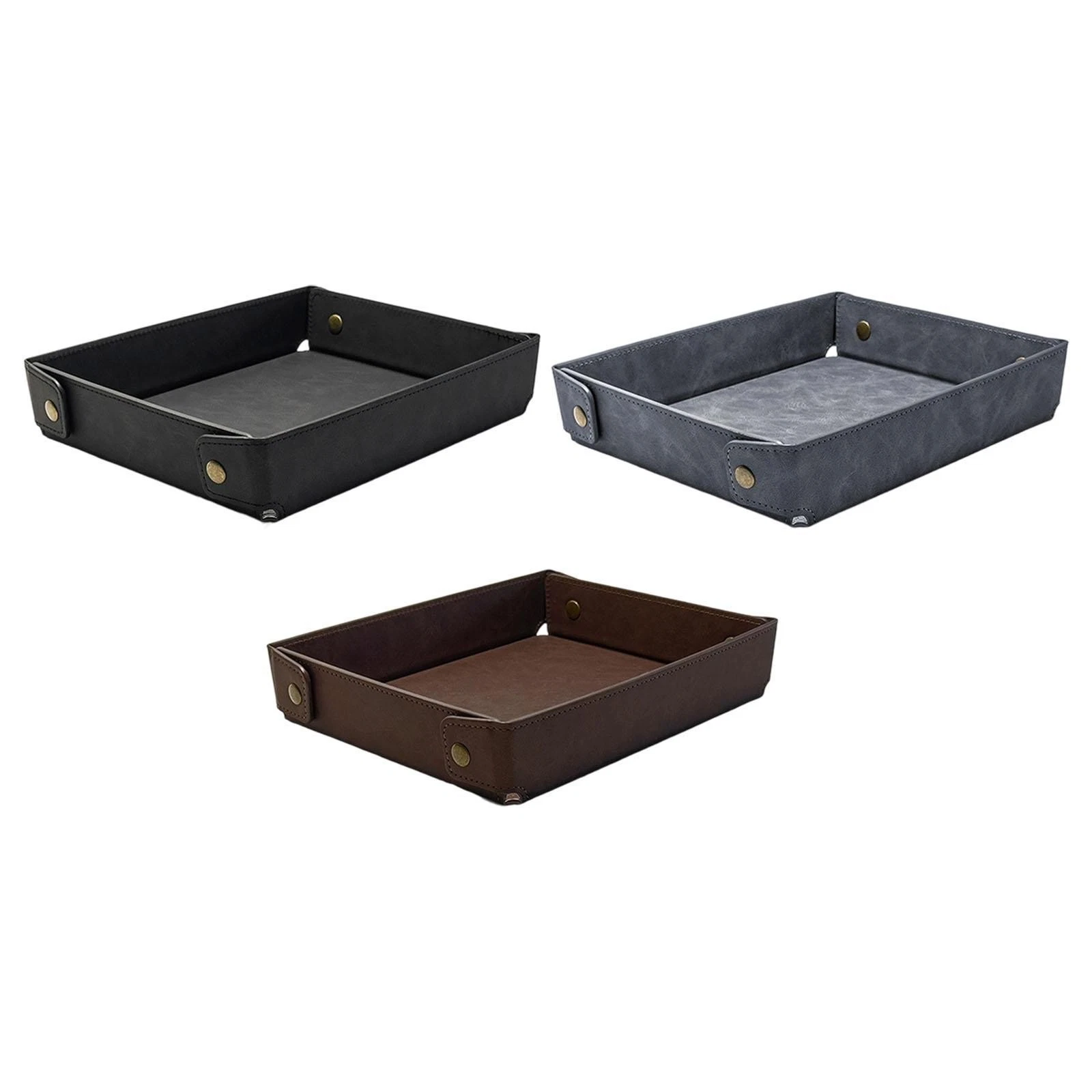 Storage Valet Tray Key Storage Plate Folding Organizer PU Leather Display