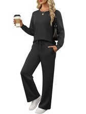 's 2 Piece Lounge Sets Casual Travel Outfits Wide Leg Tracksuit Sweatsuits Ma...