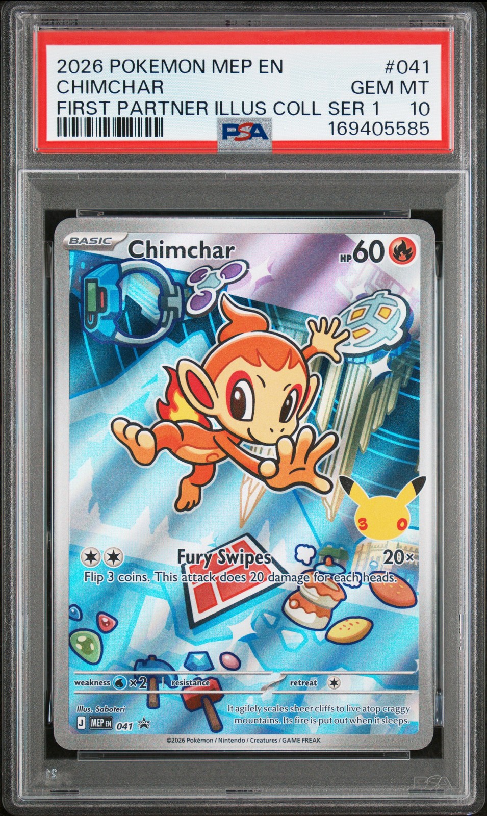 2026 POKEMON MEP EN-ME BLACK STAR PROMO #041 CHIMCHAR PSA 10