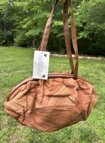 La Covina Schultertasche echt Nubukleder Patchwork Hobo Design Neu mit Etikett braun - Bild 2 von 11