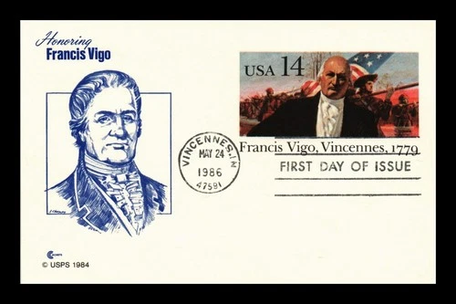 DR JIM STAMPS US FIRST DAY CARD FRANCIS VIGO VINCENNES COVER CRAFT CACHET
