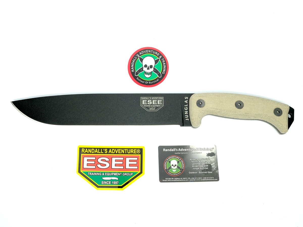 G ESEE Knives JUNGLAS-KO-E Black 1095 Carbon Steel Natural