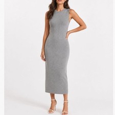 Quince NWT Mongolian Spring Cashmere Sleeveless Midi Women's Medium Heather Grey