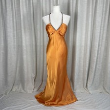 Night Way Collections Dress Womens 6 Orange Halter Satin Mermaid Gown Formal