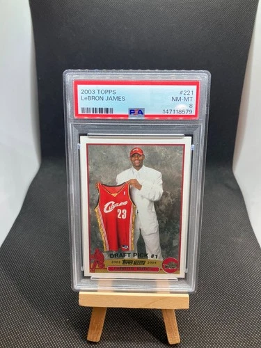 LeBron James 2003-04 Topps ROOKIE RC #221 ICONIC CARD PSA 8 NM-MT Cavs 👀👑🏀🔥