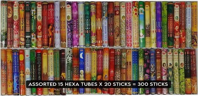 Hem Assorted Incesne (Set of 15 Boxes 300 Sticks) Räucherstäbchen set Aroma Mix