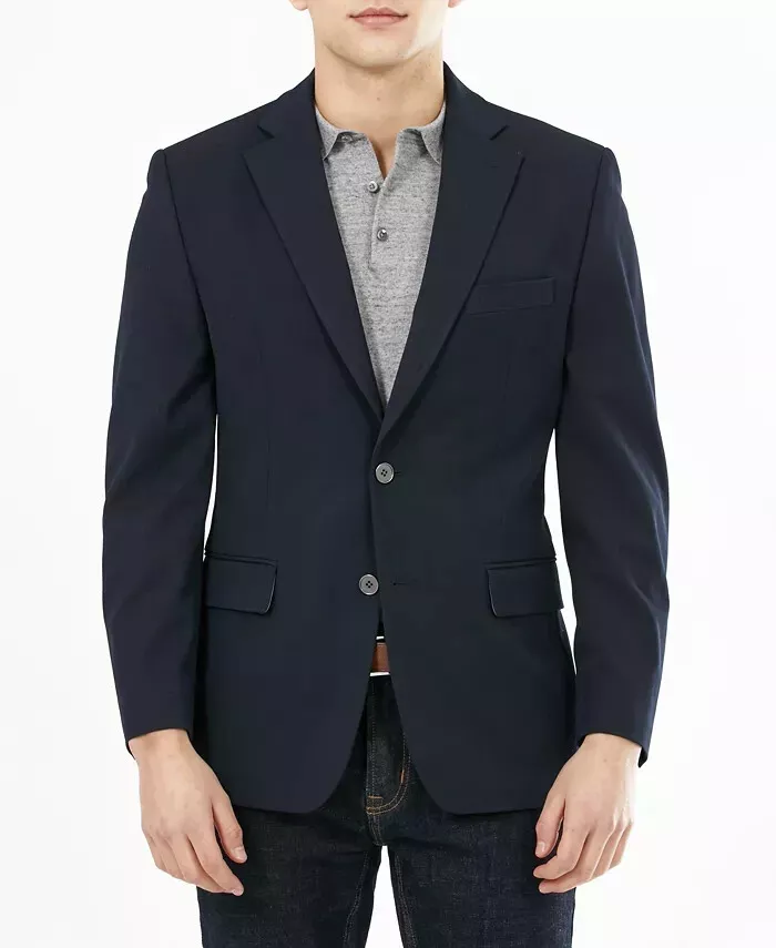 295 MICHAEL KORS Men s Black Modern Fit Stretch Solid Blazer 48R yap0623