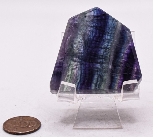 Rebanada de fluorita verde púrpura azul 46 mm 200 quilates piedra preciosa pulida losa mineral China - Imagen 6 de 6