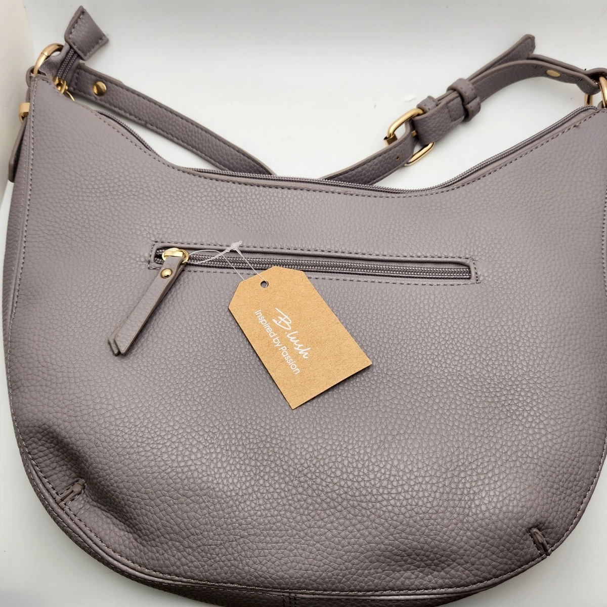 New B.Lush Gray Faux Leather Handbag Purse Inspired by Passion Classy  Divider | eBay