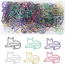 100 Pcs Large Cat Paper Clips Cute Animal Shaped Paperclip 6 Colors Creative Fun
