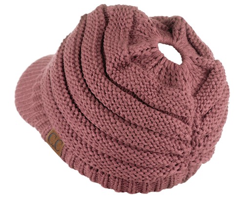 NEW! CC Beanie Tail Warm Knit Messy High Bun VISOR CC Ponytail Beanie Cap - Picture 84 of 153