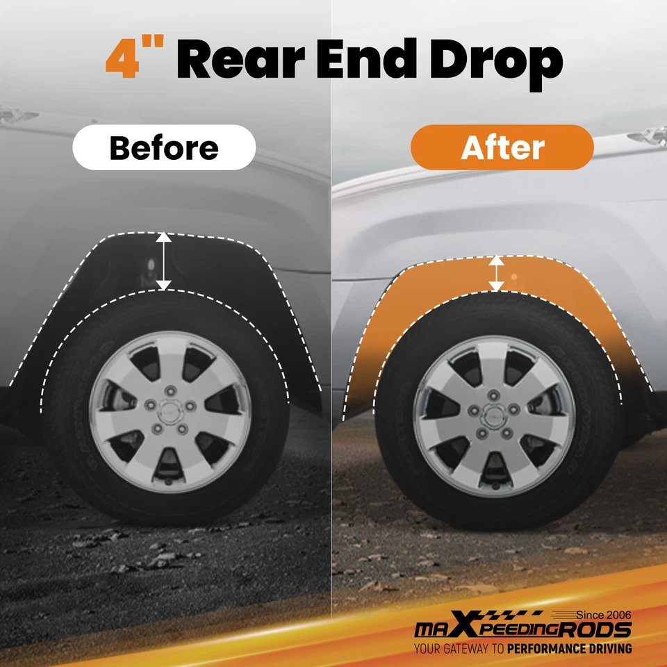 Kit de reducción de caída de 4"" para Chevy C10 R10 GMC C15 73-87 2x2 perchas y grilletes Foto 4 de 4